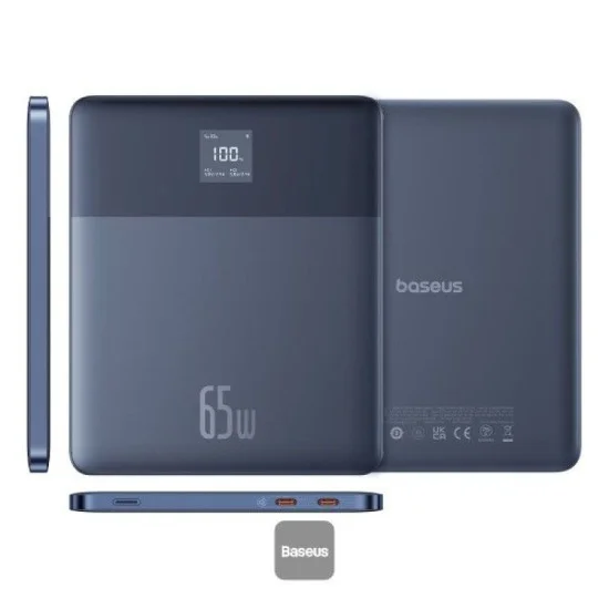 Baseus Blade2 Fast-Charging Power Bank With Digital Display Intelligent Edition 12000Mah 65W Mariana Blue